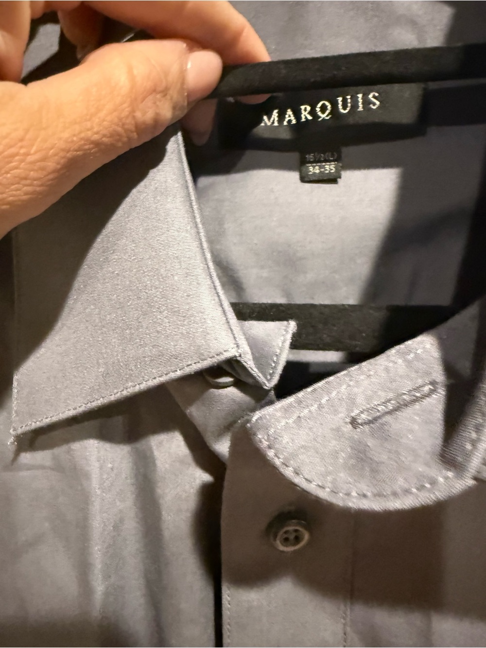 Marquis Men's Long-Sleeve Dress Size Shirt - Gray size 16.5 L (34-35) - Picture 3 of 4